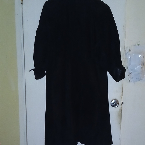 Chic Black Overcoat By Valerio Taylered In Los Angeles Black Suede Large - Picture 3 of 3
